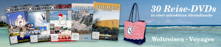 30 Reise DVDs in attraktiver Strandtasche