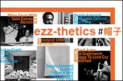 "ezz-thetics #帽子" in der Mitte, umgeben von mehreren Fotos und Texten zu Jazzmusikern und -veranstaltungen.