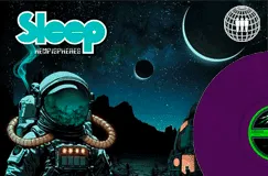 Text: "Sleep The Sciences". Illustration: Astronaut im Weltraum mit violetter Schallplatte und Mondlandschaft im Hintergrund. Logo "Third Man Records".