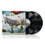 "The Flower Kings" steht in verschnörkelter Schrift. Ein Zebra mit Blumen und Schmetterlingen, davor zwei Schallplatten.