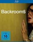 „Backrooms“ und „Vorab-Cover“ sind die Haupttexte. FSK 16 Hinweis. Frau lehnt an gelber Wand, schaut ängstlich.