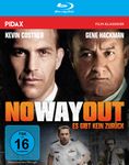 „NO WAY OUT – Es gibt kein Zurück“, Kevin Costner und Gene Hackman. Blaues Blu-ray-Cover mit FSK-16-Logo.