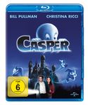 Texte: "Bill Pullman", "Christina Ricci", "Casper", "FSK ab 6 freigegeben". Vorschaubild einer Blu-ray-Hülle mit Geisterschloss.