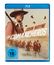 "John Wayne Die Comancheros" steht groß in der Mitte. Ein Mann mit Hut, Gewehr, Reiter in Formation, blauer Rand.