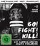 „Laut, schnell, hart – Kult! Freundschaft. FSK ab 12 freigegeben. Go! Fight! Kill! Die Düsseldorfer Death Thrasher“. Ein Film von Tobias Cremer. Schwarze Lederjacke mit Aufnäher.