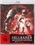 „Die blutige Neuverfilmung“, „Uncut“, „Hellraiser“, „Das Schloss zur Hölle“, „FSK ab 18“, menschenähnliche Kreaturen mit Ketten.