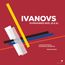 „IVANOVS Symphonies Nos. 19 & 21“. Illustration: Bunte, sich kreuzende Balken auf rotem Hintergrund.