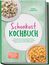 "Schonkost Kochbuch" von Sven Langner. Oberhalb ein Kartoffelsalat, unten ein Reisgericht in Schalen. Hintergrund grün.