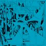 Abstrakte Illustration mit blauen und schwarzen geometrischen Formen und Linien, geschwungene Figuren und Kreise., 2 LPs