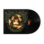 Vinyl-Cover mit floralem Muster und drei verschwommenen Gesichtern in einem Kreis. Schallplatte auf der rechten Seite., LP