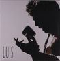 Text: LUIS MIGUEL. Silhouette einer Person mit Mikrofon in dramatischer Pose., LP