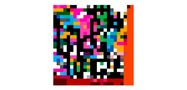 Eine bunte, pixelige Illustration ohne erkennbaren Text, dominiert von starken Kontrasten in leuchtenden Farben., LP