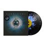 Text: "Karnivool", "Sound Awake". Abstrakte Grafik eines Auges auf Vinyl-Cover, schwarzes Vinyl mit blauem Muster., 2 LPs