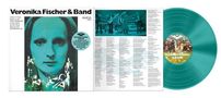 "Veronika Fischer & Band" steht oben. Ein grünes Schallplatten-Set mit Porträt und Bandfoto; enthält Songtexte., LP