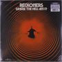 Text: „RECKONERS WHERE THE HELL AM I?“ Illustration: Silhouette einer Person in konzentrischen orangefarbenen Kreisen., LP