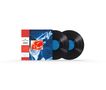 Es sind zwei Schallplatten zu sehen. Links ein blaues und rotes Cover mit der Aufschrift „Abbey Road“., 2 LPs