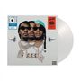 "EXCLUSIVE White Vinyl," "Walmart," rotes Feld mit Text oben. Drei Personen mit Sonnenbrillen, Schmuck, weiße Tauben., 2 LPs