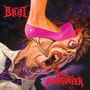 "ERAI" und "MANSLAYER" in roter Schrift. Illustration eines pinken Schuhs auf einem Gesicht, Blut und Zähne sichtbar., CD