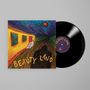 "BEAUTY LAND" steht auf einem Albumcover mit einer gemalten Landschaft bei Nacht, einem Gebäude und Bergen., LP