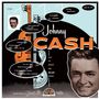 Johnny Cash, Hot and Blue Guitar. Songtitel in Sprechblasen, Bild zeigt Gitarre und lächelndes Porträt von Cash.