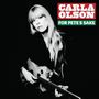 Text: "CARLA OLSON FOR PETE'S SAKE" in farbigen Blöcken. Frau mit Gitarre, langes Haar, Schwarz-Weiß-Stil.