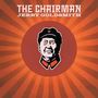 Text: "The Chairman, Jerry Goldsmith". Illustration eines stilisierten Mannes mit Mütze auf strahlenförmigem, rot-orangem Hintergrund.