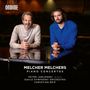 "Ondine" und "Melcher Melchers Piano Concertos"; zwei Männer an einem Flügel, einer in Grau, der andere in Blau., CD