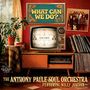 "WHAT CAN WE DO?" steht oben. "PLEASE STAND BY" im Fernseher. Unten: "THE ANTHONY PAUL SOUL ORCHESTRA FEATURING WILLY JORDAN". Retro-Wohnzimmer., CD