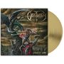 "Obituary" und "Darkest Day". Illustration: Ein Krieger kämpft gegen einen Drachen vor einem düsteren Himmel. Ein Vinyl befindet sich daneben., 2 LPs
