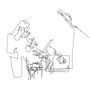 Skizzenhafte Zeichnung einer Person, die Geige spielt, mit Mikrofon in der Nähe., CD