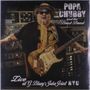 „Popa Chubby and the Beast Band. Live at G. Bluey's Juke Joint NYC“. Ein Musiker mit Gitarre vor technischem Hintergrund., LP