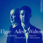 „Elgar Adès Walton, Iain Burnside, Michael Foyle, Music for violin & piano“. Zwei Männer in blauem Licht, ernst blickend., CD