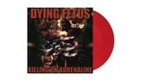 Text: "DYING FETUS", "KILLING ON ADRENALINE". Dunkle Collage mit US-Flagge und einem roten Vinyl., LP