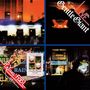 Oben links: verschwommenes Gebäude mit Lichtern. Oben rechts: "Gentle Giant Live". Unten links: "Playing the Fool". Unten rechts: "Sold Out"., 2 CDs