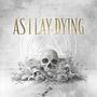 "As I Lay Dying" in großen Buchstaben. Ein Schädel liegt auf Blumen vor einem abstrakten Symbol., LP