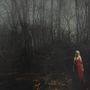 Eine Frau mit langem, hellem Haar und Skelett-Make-up steht in einem dunklen, kahlen Wald und trägt ein rotes Kleid., CD