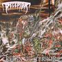 Text: "REECEPTR," "REIGN OF TERROR." Illustration von bedrohlichen Kreaturen in apokalyptischer Landschaft., CD