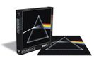 "Pink Floyd", "The Dark Side of the Moon", "500 Teile". Ein Prisma mit Regenbogen auf schwarzem Hintergrund.