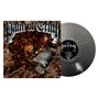 „Pain of Truth“ in gotischer Schrift. Illustration eines Autos inmitten von Chaos, Ketten und brennenden Elementen. Vinyl daneben., LP