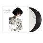 Text: "KIMBRA VOWS". Eine Frau mit dunklem Haar, Körper mit schwarzem Muster bemalt. Zwei schwarz-weiße Schallplatten., 2 LPs