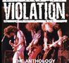 Text: "VIOLATION", "THE ANTHOLOGY". Eine Band spielt E-Gitarren auf der Bühne in energetischer Pose., LP