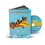 Der Text "GROBSCHNITT", "JUMBO", "50 JAHRE". Ein gelb-oranges Flugzeug mit fünf Personen fliegt über Wolken., CD