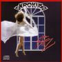 Text: "KROKUS", "the Blitz". Eine Frau in weißem Kleid vor einem Fenster mit Blitz., CD