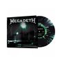 "MEGADETH", "UNPLUGGED IN BOSTON". Schwarze und grüne Schallplatte mit Blitzmotiven. Cover in dunklen Farbtönen., LP