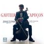 Texte: "GAUTIER CAPUÇON", "DANNY ELFMAN", "Cello Concerto & Film Music". Ein Mann im Anzug spielt Cello. Links unten: Logo.