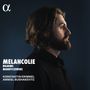 „MELANCOLIE“, „BRAHMS MANDYCZEWSKI“, „KONSTANTIN KRIMMEL AMMIEL BUSHAKEVITZ“. Profil eines Mannes mit Bart.