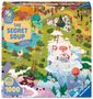 Texte: "THE SECRET SOUP", "Magic Puzzle Company", "Original Art by Margaux Peltat", "1000", "Tiny Worlds". 

Eine bunte, fantasievolle Illustration mit spielenden und arbeitenden Figuren in einer Landschaft., Spiele