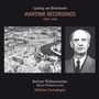 Texte: "Ludwig van Beethoven Wartime Recordings 1940-1944", "Berliner Philharmoniker Wiener Philharmoniker Wilhelm Furtwängler". Links: zerstörte Stadtansicht; rechts: Bild eines älteren Mannes.