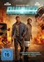 Filmtitel: RUNNER. Männer, einer hält eine Waffe, der andere einen medizinischen Behälter. Hintergrund: Explosionen., DVD