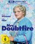 „4K ULTRA HD“, „Robin Williams“, „Sally Field“, „Mrs. Doubtfire“, „FSK ab 6 freigegeben“. Ältere Frau in blauer Kleidung.